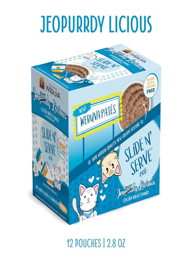 Weruva Slide N' Serve Paté Wet Cat Food, Jeopurrdy Licious Chicken Dinner, 2.8oz Pouch (Pack of 12) - Image 2